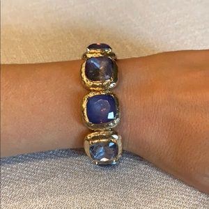 Blue and gold stones stretchy bracelet